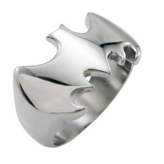 Mens Silver Batman Stainless Steel Ring US Size 9 10 11 12 13