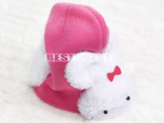 Baby Cartoon Rabbit Essential Knitting Wool Earflap Cap Warm Fashion 