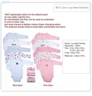 Baby Girl Boy Unisex Sleeveless 5 Pack Long Sleevel Bodysuits 38010 0 