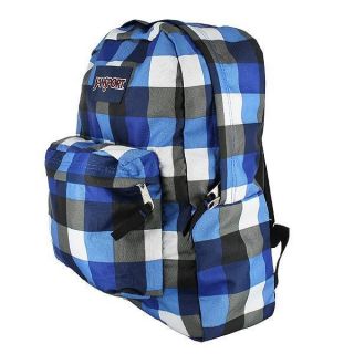 Jansport Superbreak Backpack Blue Black Plaid New Color
