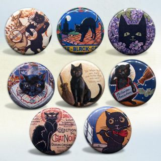   Vintage Art & Advertisements badges Set of 8 buttons pinback badges