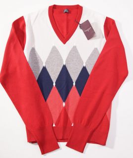 NWT $1080 BALLANTYNE Handknit Intarsia Argyle Cashmere Sweater 50/M 