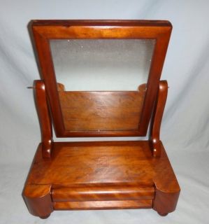 Antique Mahogany Tabletop Shaving Mirror with Drawer
