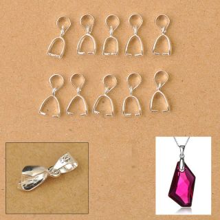   Silver Findings Bail Connector Bale Pinch Clasp Pendants