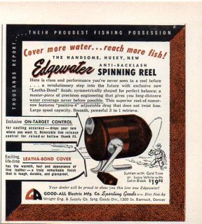   Vintage Ad Edgewater Spinning Reels Fishing Good All Bannock Co