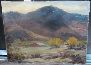 Large California Oil 1950s Mountainous Homestead By F McCulloch Signed