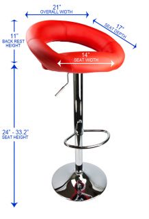   Red Elegant PU Leather Modern Adjustable Hydraulic Bar Stool Barstools