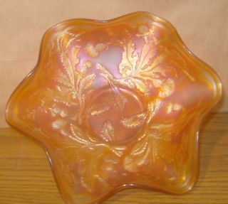 Vintage Fenton Marigold Carnival Glass Scalloped Bowl