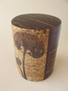    Tea Caddy canister TEA vintage metal tea jar Cherry Bark wood skin