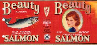 brand beauty variation salmon type can origin bellingham wa circa 1940 