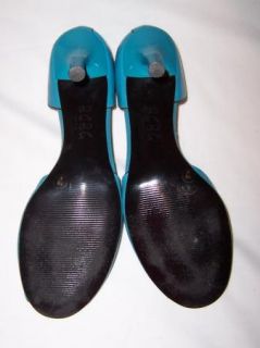 BCBG Paris 11B Turquoise Leaf Peep Toe Stiletto Heels Shoes 11 B
