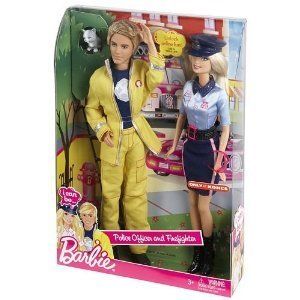 Barbie and Ken I Can Be Police Officer Firefighter Doll Fireman 