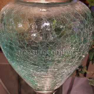 Coastal Beach Chic Table Lamp Blue Green Crackle Glass