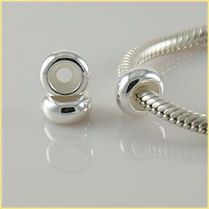   Sterling Silver European Bracelet Bead Charm One Plain Stopper