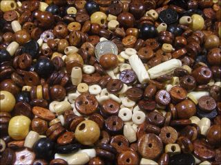 Pound Lot Assorted Wooden Beads Many Shapes N 550