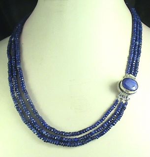 272Cts NATURAL SAPPHIRE NECKLACE 3 STRAND   SAPPHIRE STONE CLASP FREE 