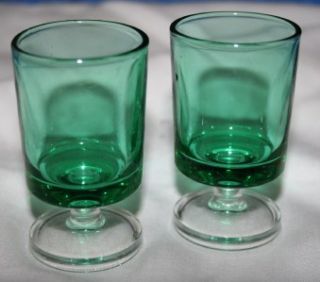 Barware Glassware Green Footed Shot Glasses Set of Two