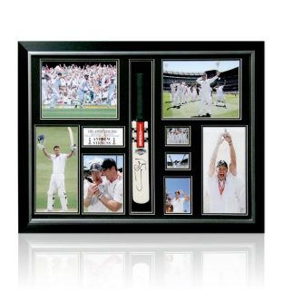 framed andrew strauss autographed mini cricket bat beautifully framed 