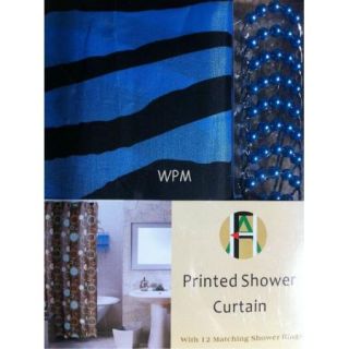Shower Curtain Animal Safari Blue Zebra Design with Hooks Kids 