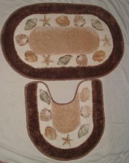 seashell design 2 piece bath rug set tan shipping info