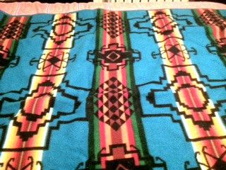 Vintage Pendleton Beaver State Blanket Double Sided Turquoise and 