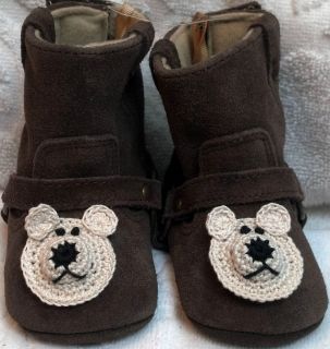 BABY DEER SHOES COWBOY BOOTs w/ BEAR 0 3 Months BOY GIRL BABY INFANT 