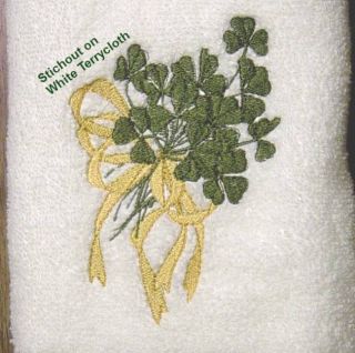   Shamrock Bouquet Embroidered Hand or Bath Towels 1 or 2 Towels