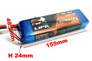   5200mah 11 1v 45c Max 85C LiPo Battery for RC Car and Aircraft