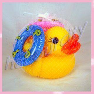 funny squeak baby bath toy rubber race ducks lifebelt