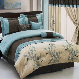Queen Comforter Pasadena Blue 11 Piece Bed in A Bag