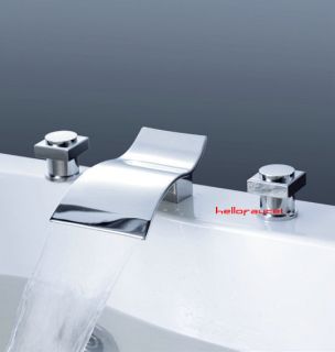 Pcs Waterfall Spout Chrome Faucet 4 Basin Bathroom Bathtub Mixer Tap 
