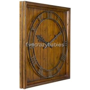 Large 32 Wood Wall Clock Square  Cottage Ranch Lodge 