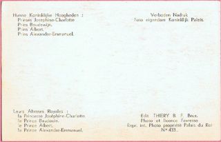 Postcard 938278 Prince Baudouin Albert Alexandre Princesse Josephine 