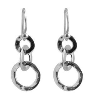 BARSE Sterling Silver 925 Three Hammered Circle Rings Dangle Charm 