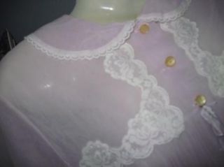 Vintage Double Nylon Chiffon Sissy Peignoir Robe M L 2 Layers Purple 