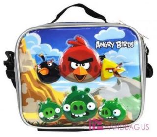   Angry Birds Large 16 Rolling School Backpack & Lunch Bax Bag Red SET