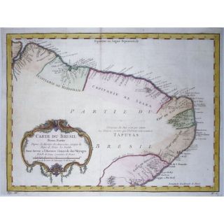 The Northeast Region of Brazil antique old map by d’Anville 1756