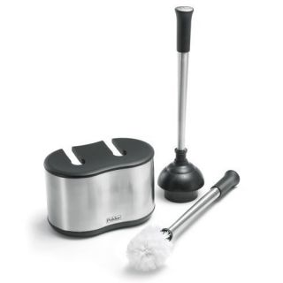   Stainless Steel Dual Bath Caddy with Toilet Brush and Plunger