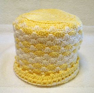 New Crochet Toilet Tissue Cover Yellow White