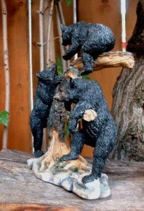New Black Bear Family Climbing on Tree Branch 8 In