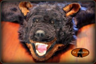 Black Bear Skin Rug Faux Fur Accent Rugs Fake Sheepskin Log Cabin 