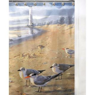 New at The Beach Seagull Print Fabric Shower Curtain