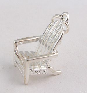 Beach Chair Charm   Sterling Silver 3D Porch Chair Pendant Estate 