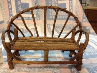 RUSTIC DOLL BENCH TWIG BRANCH DOLL BEAR DISPLAY FURNITURE 8 3 4 INCHES 