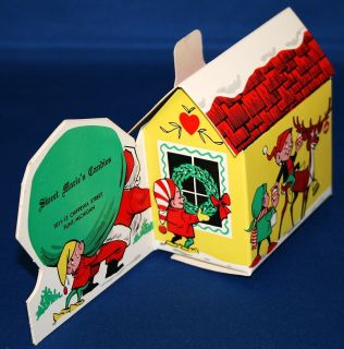 Vintage 1950s Die Cut Christmas Candy Container Cardboard Fold Up New 