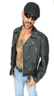check it out beastly black leather bikerjacket no maker or size tag 
