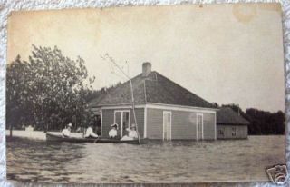 1908 River Flood Beardstown Illinois RPPC Postcard