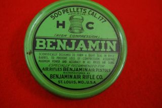Benjamin H C High Compression 177 Pellets 500 Vintage Round Green Tin 