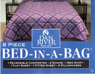 Piece King Size Bed in A Bag Comforter Dan River Purple New