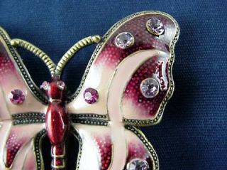 Bejeweled Red Pink Butterfly   Pewter   NIB